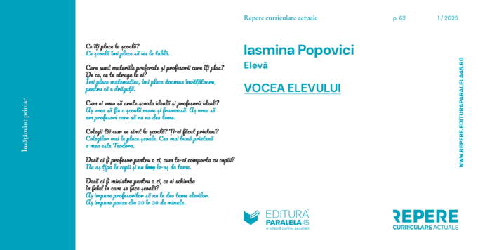 Vocea elevului: Iasmina Popovici